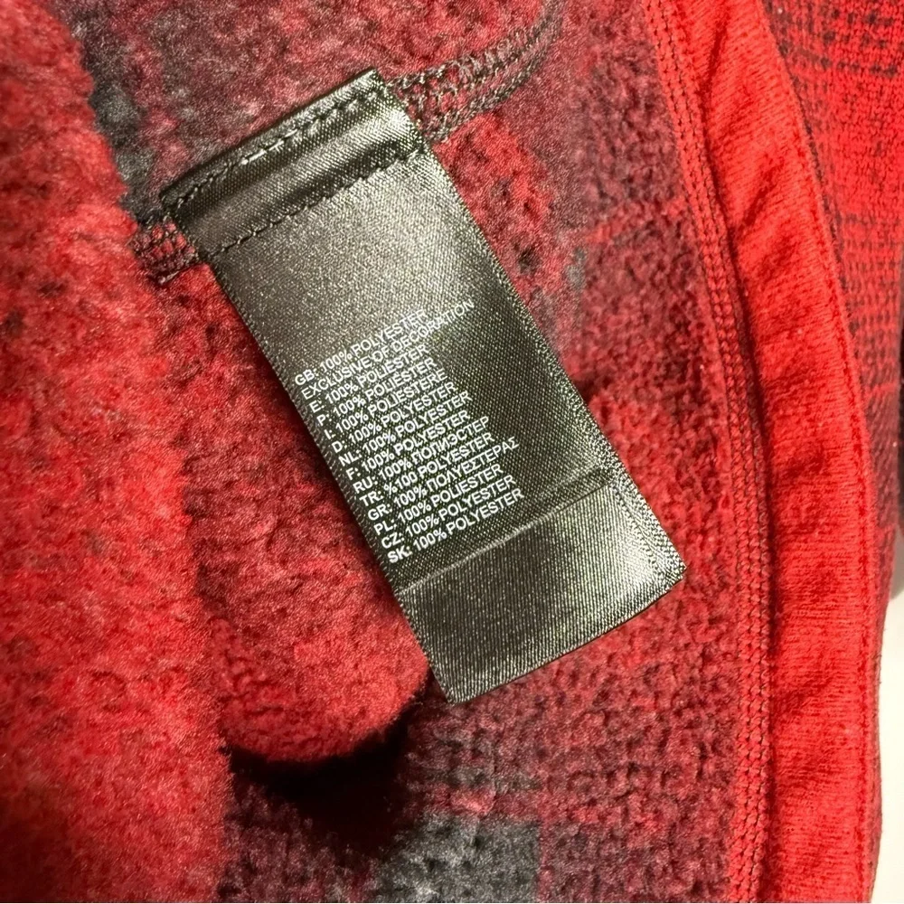 The North Face Men's Red Plaid Quarter Zip Fleece Size Medium Large